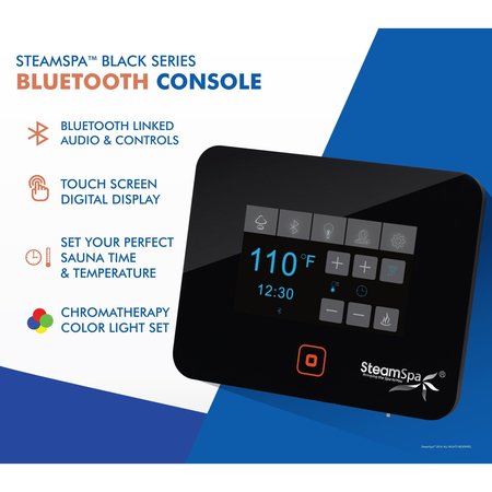 Steamspa Black Series Bluetooth 4.5kW Bath Generator in Polished Chrome BKT450CH-A